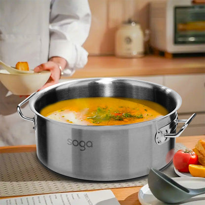 SOGA Stock Pot 9Lt Top Grade Thick Stainless Steel Stockpot 18/10