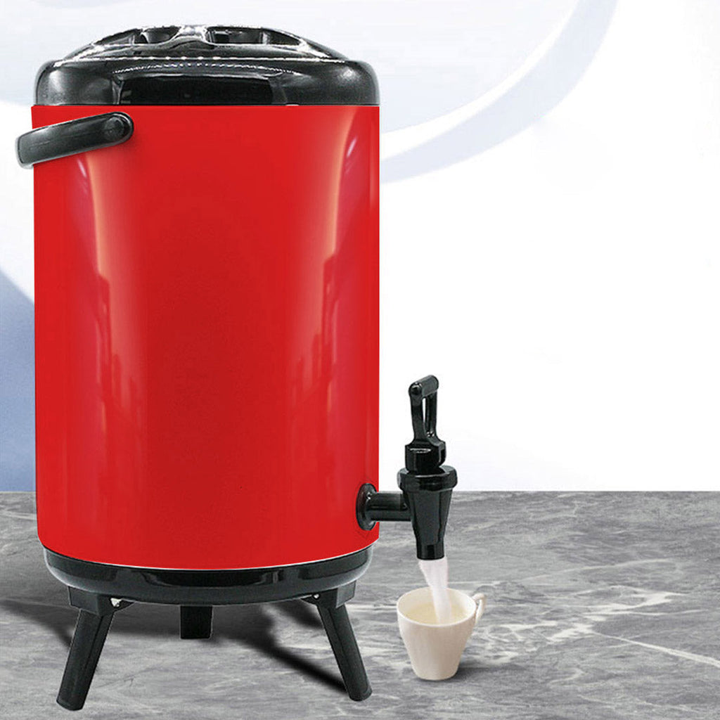 SOGA 8X 2.6 Gallon Stainless Steel Insulated Milk Tea Barrel Hot and Cold Beverage Dispenser Container with Faucet Red