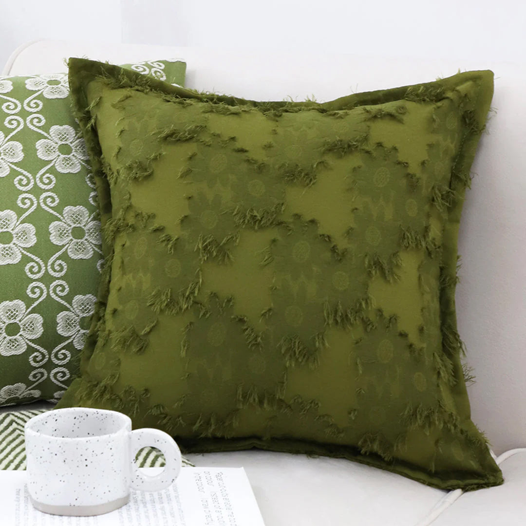SOGA 45cm Textured Olive Green Accent Pillow Cover