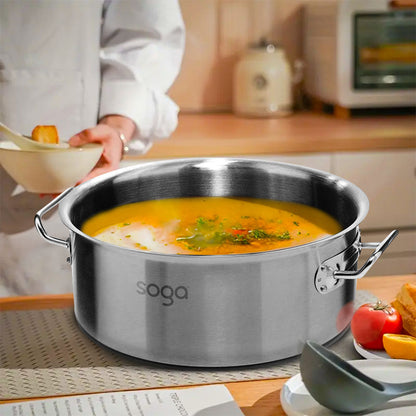 SOGA Stock Pot 14L 58L Top Grade Thick Stainless Steel Stockpot 18/10