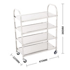 SOGA 4 Tier Stainless Steel Kitchen Dinning Food Cart Trolley Utility Size Square Small