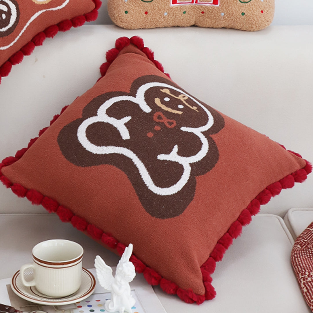 SOGA 45cm Cozy Christmas Gingerbread Man Accent Pillowcase