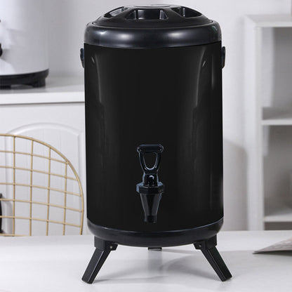 SOGA 8X 8L Stainless Steel Insulated Milk Tea Barrel Hot and Cold Beverage Dispenser Container with Faucet Black