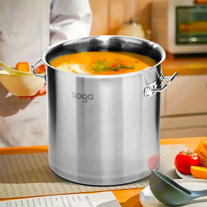 SOGA Stock Pot 130L Top Grade Thick Stainless Steel Stockpot 18/10 Without Lid