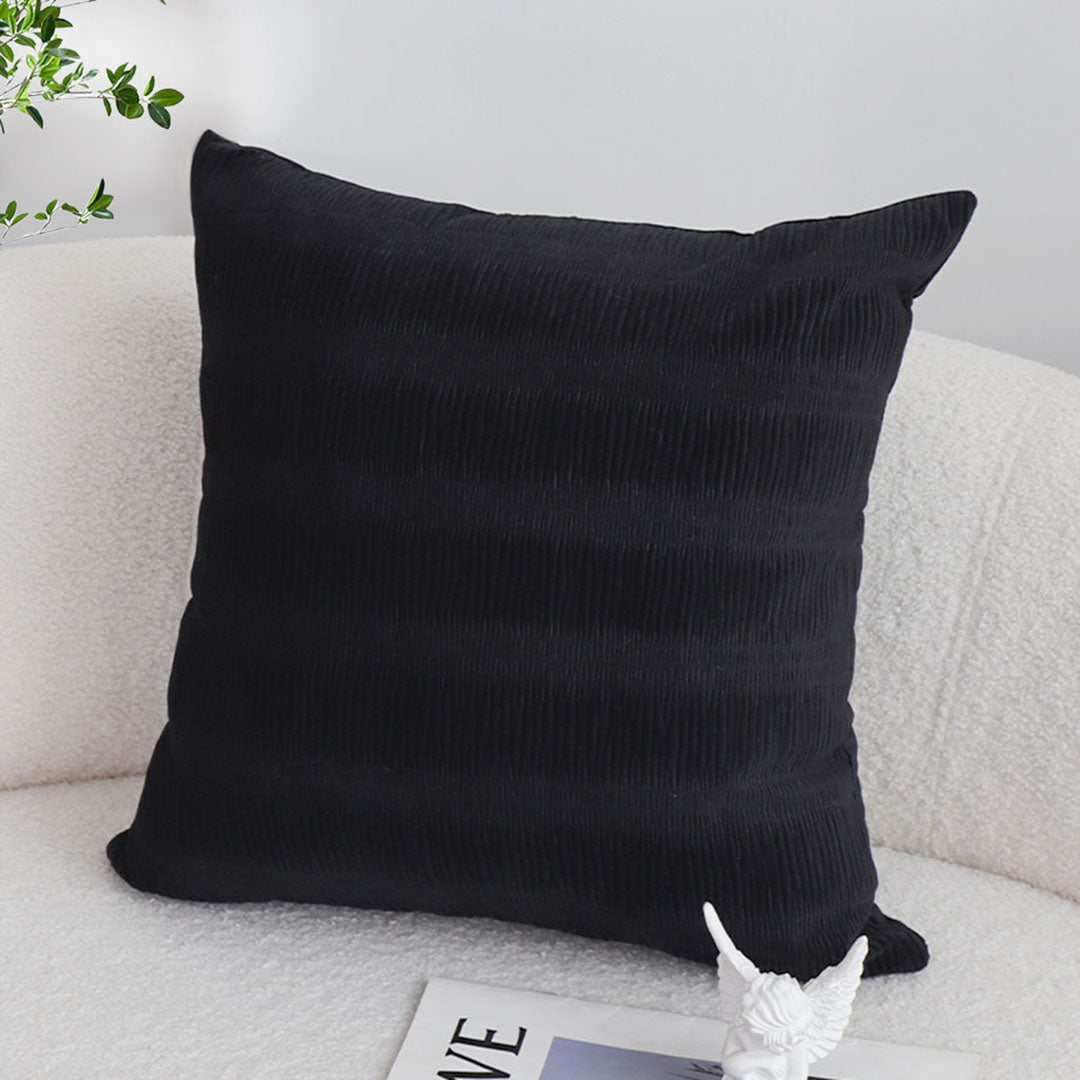 SOGA 45cm Luxurious Black Velvet Polyester Throw Pillow Cover