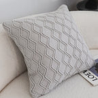SOGA 2X 45cm Light Gray Diamond Knit Pillowcases – Soft Decorative Cushion Covers for Sofa, Bed & Home Décor
