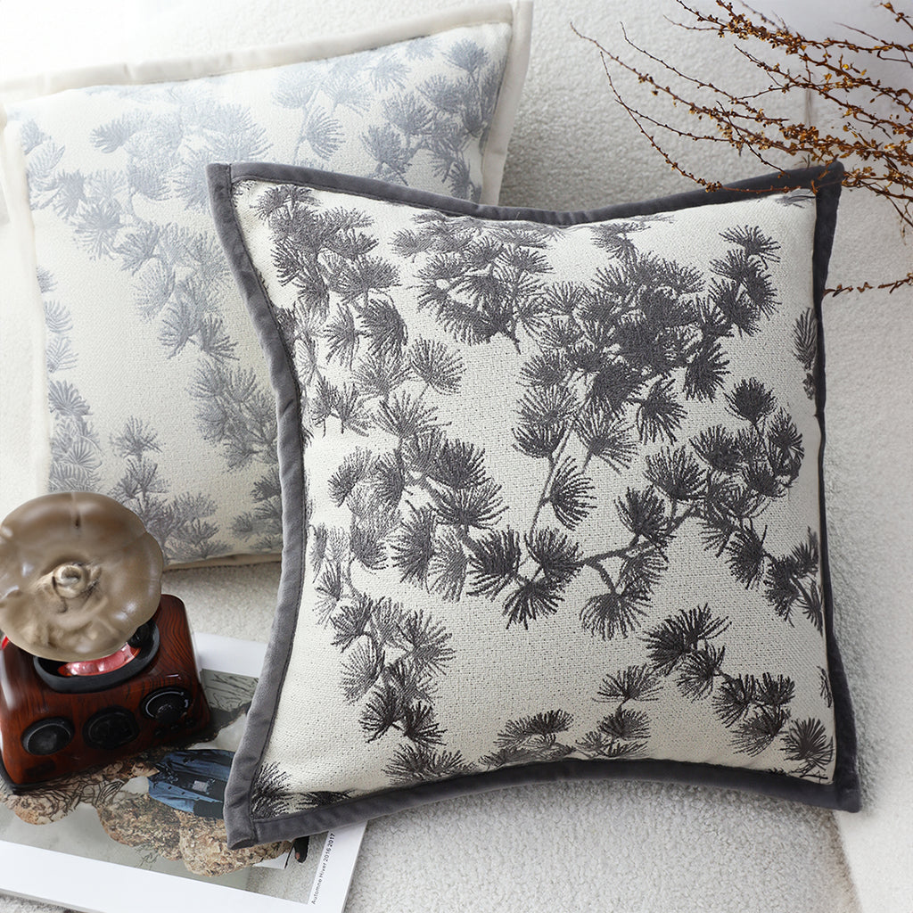 SOGA 2X 45cm Dark Gray Floral Pillowcase