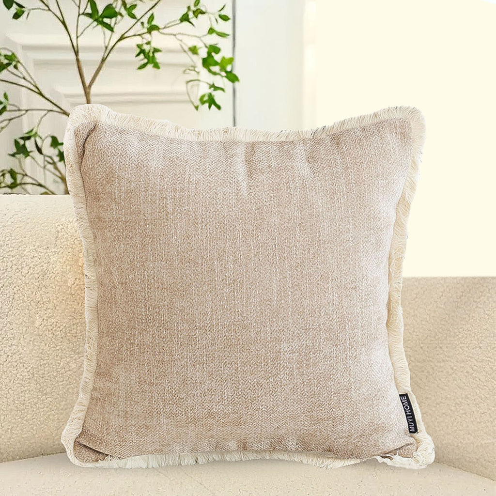 SOGA 45cm Milk Coffee Square Pillowcase – Cozy Neutral Accent
