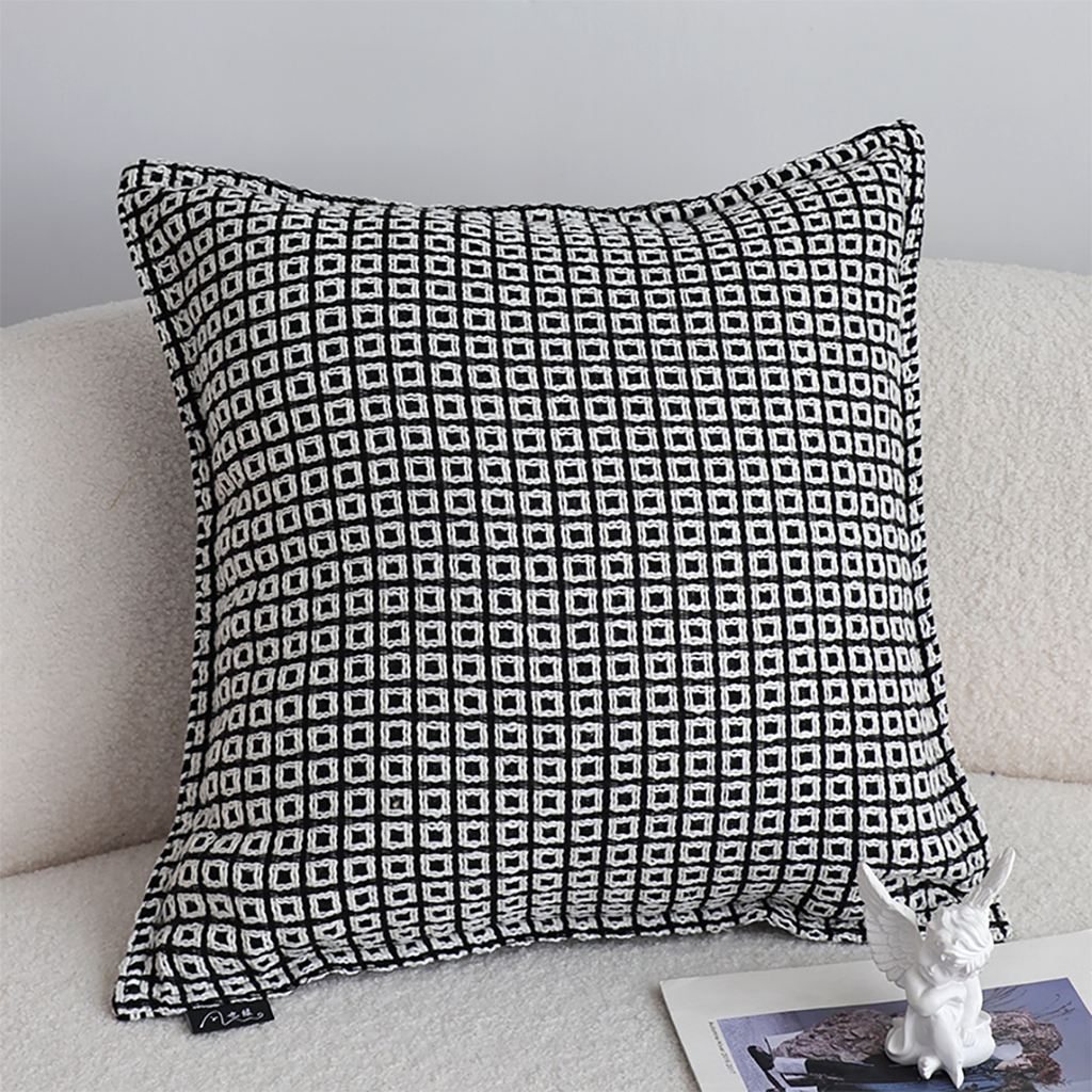 SOGA 45cm Monochrome Black & White Decorative Polyester Pillowcase
