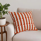 SOGA 45cm Rust Orange & Off-White Striped Polyester Decorative Pillowcase