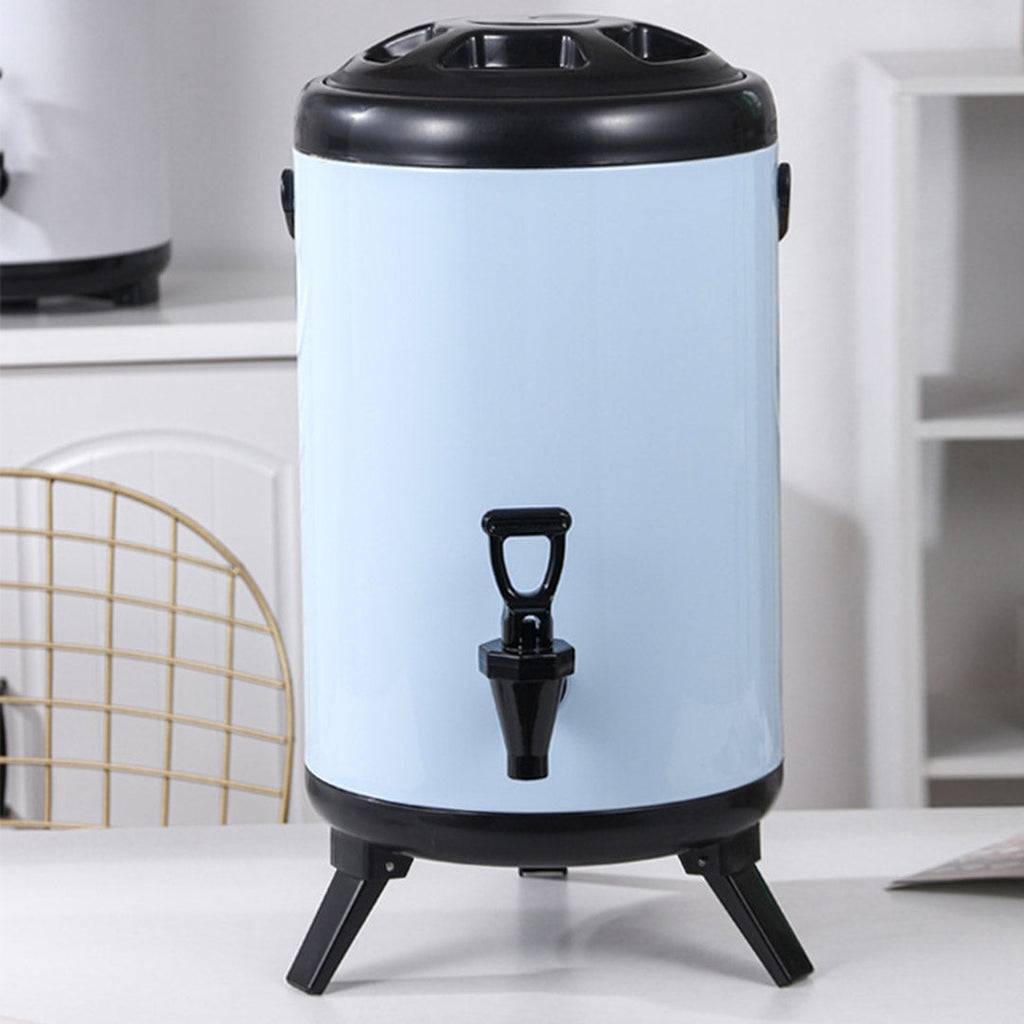 SOGA 2X 3.7 Gal Stainless Steel Insulated Milk Tea Barrel Hot and Cold Beverage Dispenser Container with Faucet White