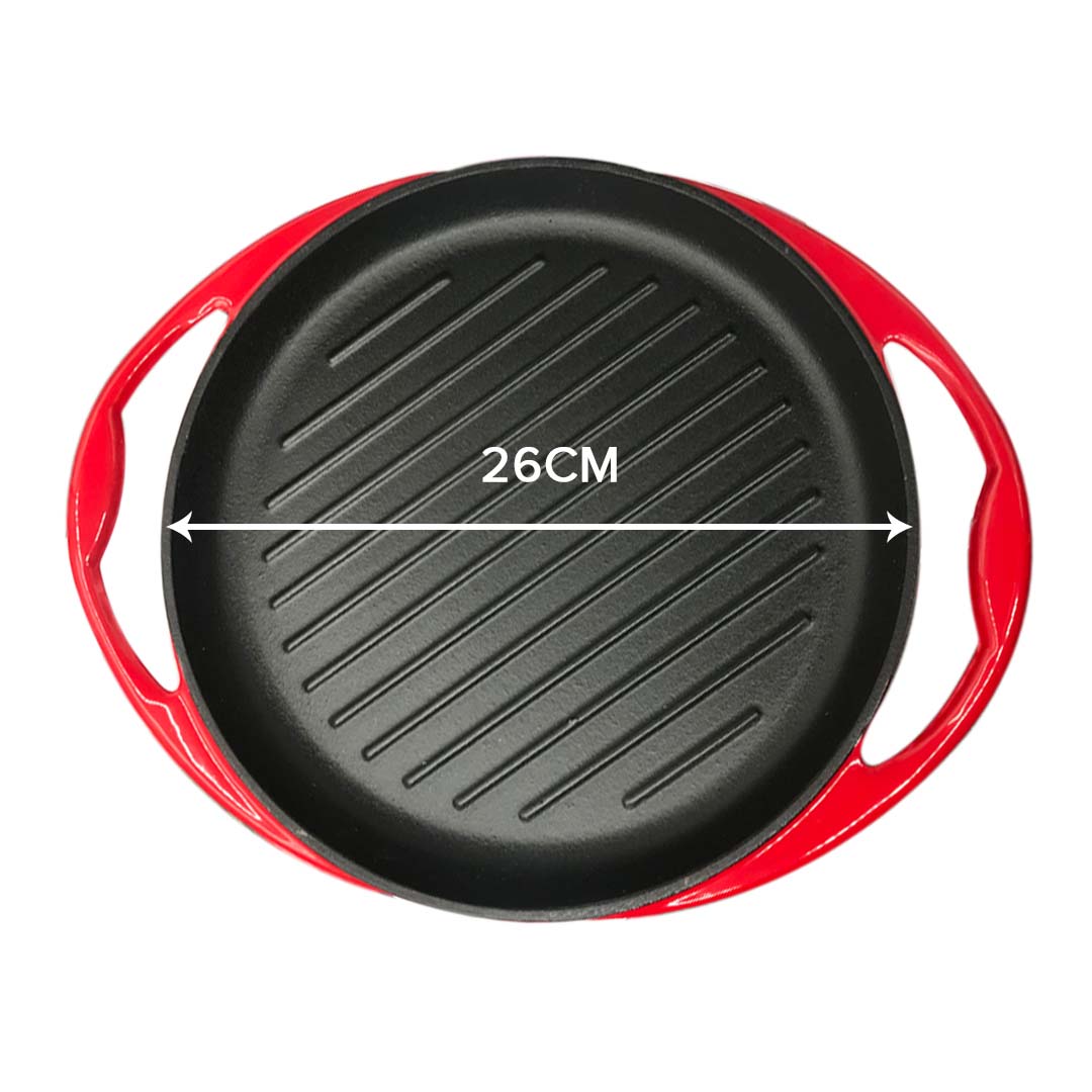 SOGA 2X Enamel porcelain Cast Iron Frying Pan Skillet Non-stick Coating Steak Sizzle Platter 26cm