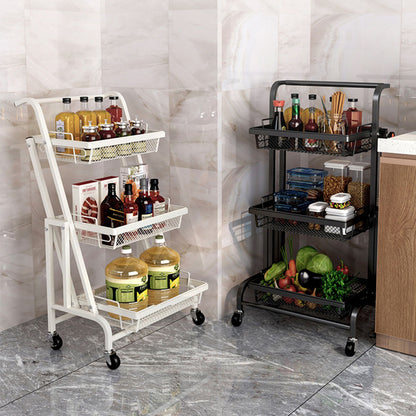 SOGA 3 Tier Steel White Adjustable Kitchen Cart Multi-Functional Shelves Portable Storage Organizer with Wheels