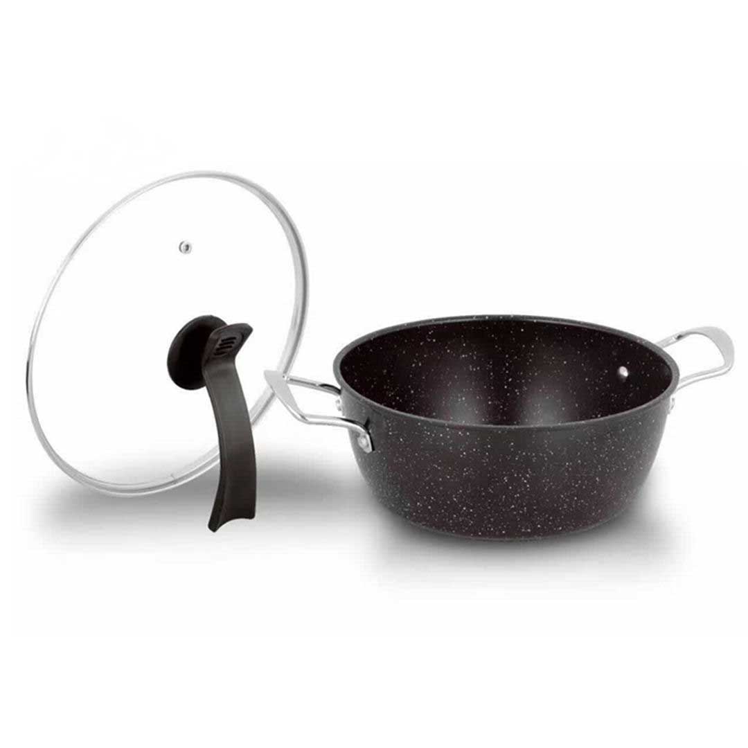 SOGA Ceramic Stone Coated Black 4pcs Pot & Pan Set - Cookware Induction Non Stick