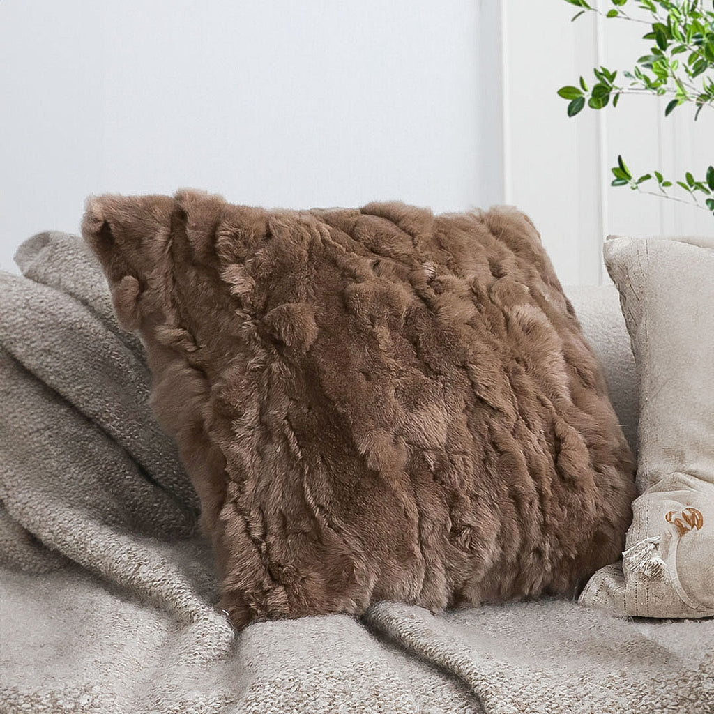 SOGA 45cm  LuxeFur Plush Brown Pillowcase