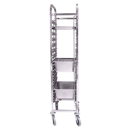 SOGA 2x Gastronorm Trolley 15 Tier Stainless Steel Bakery Trolley Suits GN 1/1 Pans