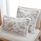 SOGA 2X 30x50cm Taupe Floral Embroidered Pillowcase