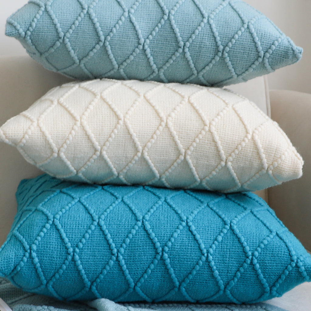 SOGA 2X 45cm Turquoise Diamond Knit Pillowcases – Soft Decorative Cushion Covers for Sofa, Bed & Home Décor