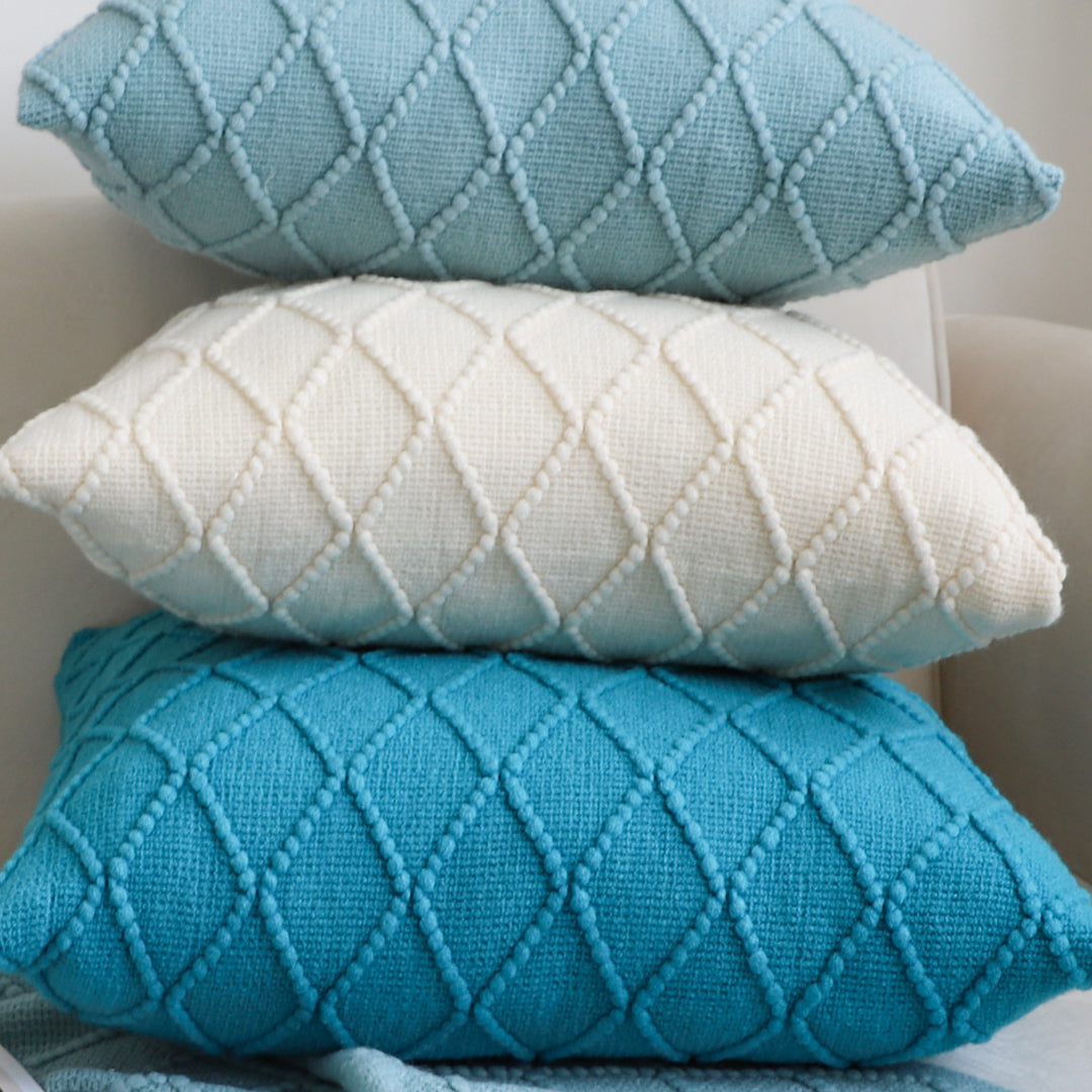 SOGA 2X 45cm Turquoise Diamond Knit Pillowcases – Soft Decorative Cushion Covers for Sofa, Bed & Home Décor