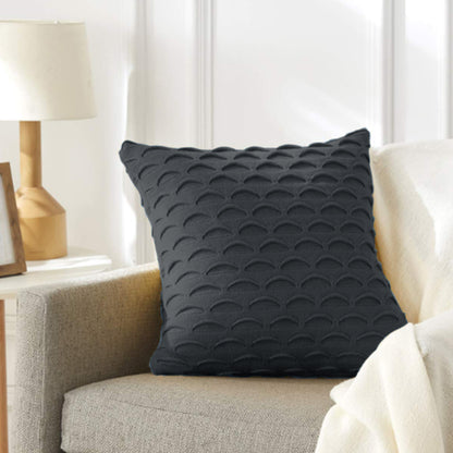 SOGA 45cm Scalloped Wave Pillowcase (Charcoal Gray)