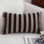 SOGA 30x50cm Black & Tan Striped Rectangular Pillowcase
