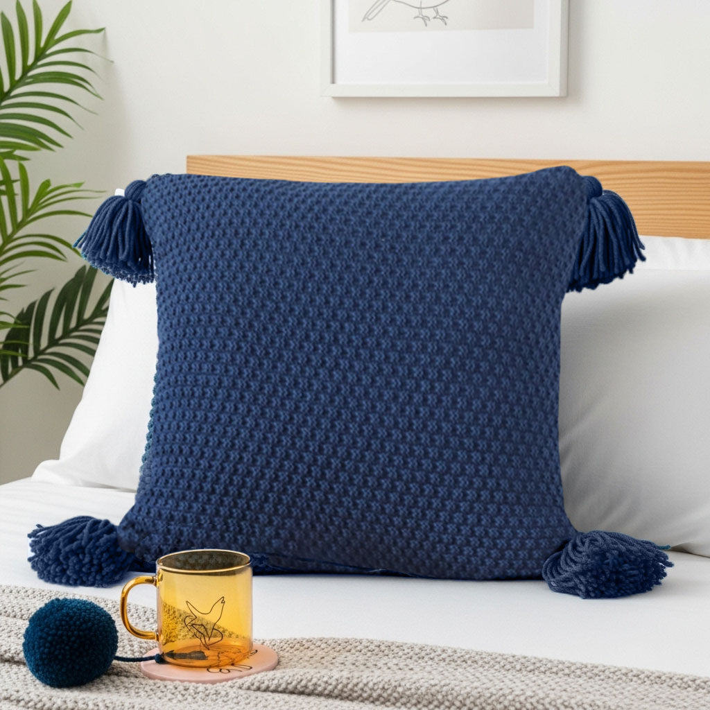 SOGA 50cm Chunky Knit Pillowcase (Navy Blue)