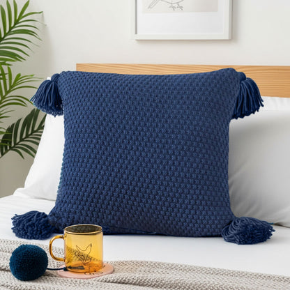 SOGA 50cm Chunky Knit Pillowcase (Navy Blue)
