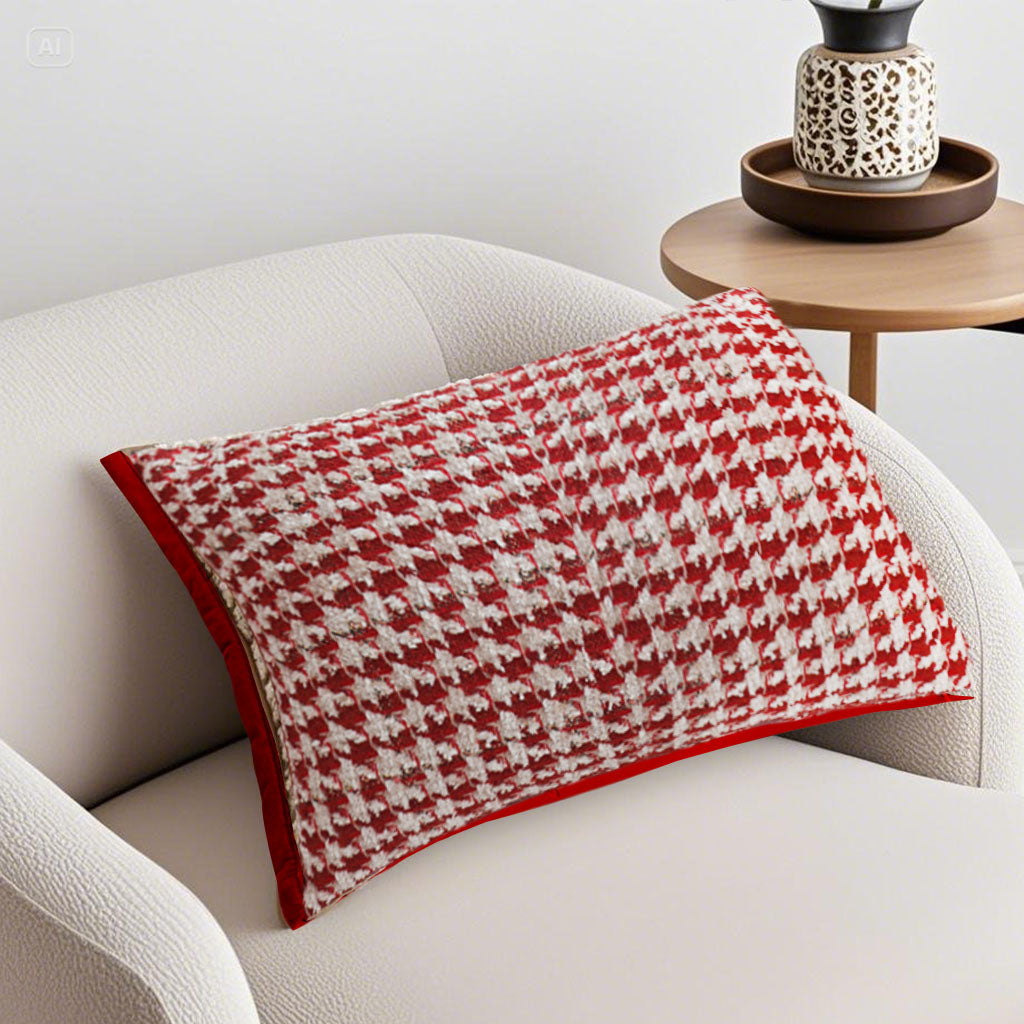 SOGA 30x50cm Cozy Textured Red & White Pillowcase