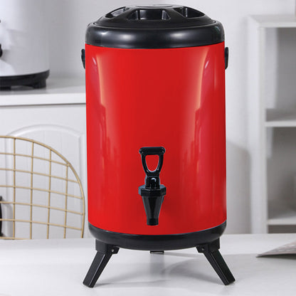 SOGA 4X 16L Stainless Steel Insulated Milk Tea Barrel Hot and Cold Beverage Dispenser Container with Faucet Red