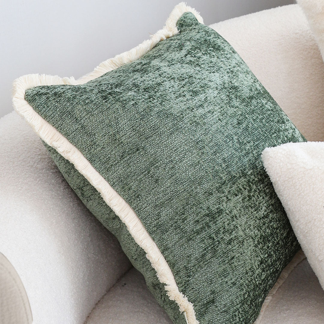 SOGA 2X 45cm Emerald Green Polyester Pillowcases with Fringed Edge