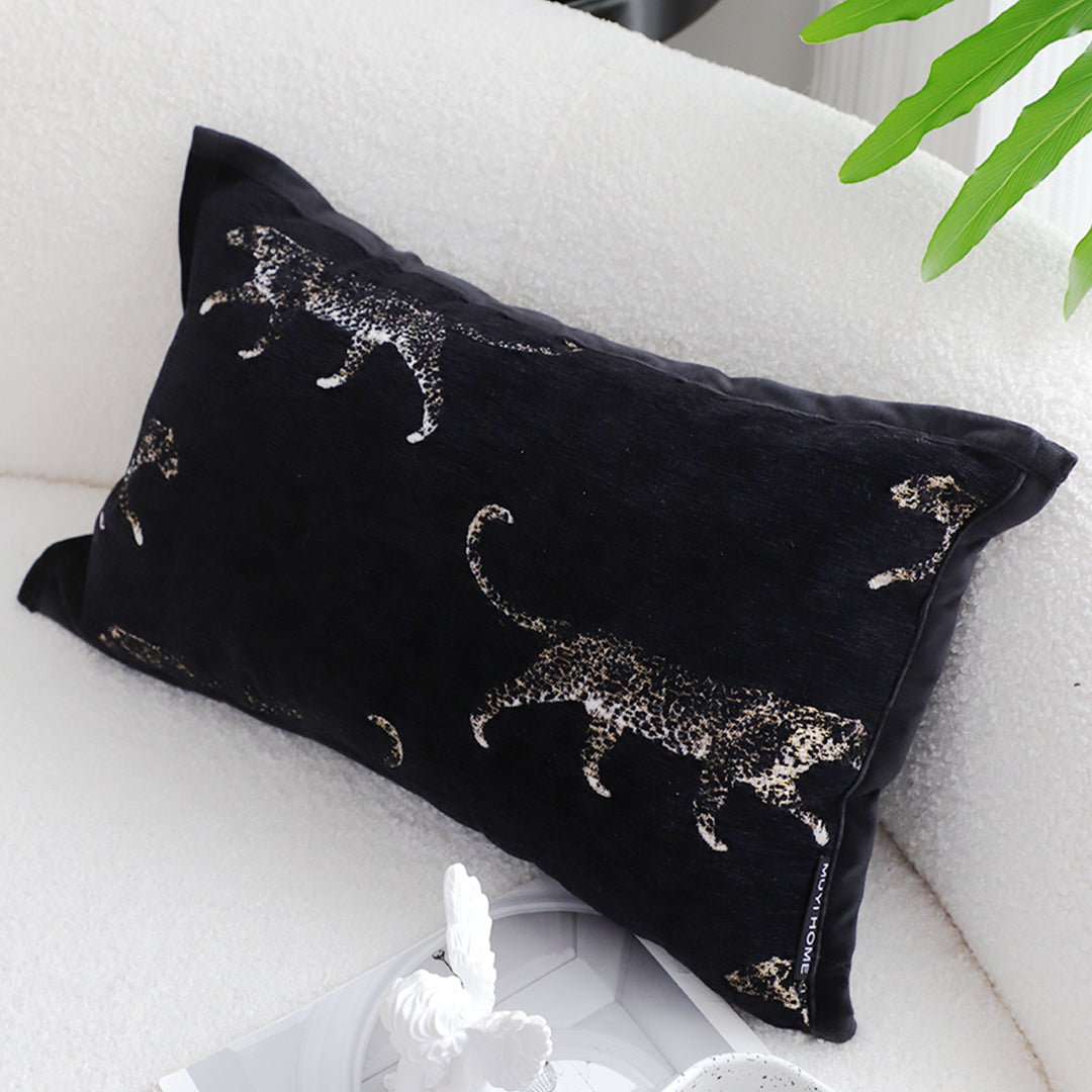 SOGA 30x50cm Elegant Black Panther Embroidered Decorative Pillowcase