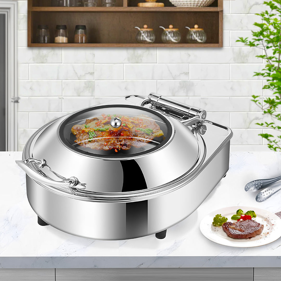 SOGA 2X Stainless Steel Round Chafing Dish Tray Buffet Cater Food Warmer Chafer with Top Lid