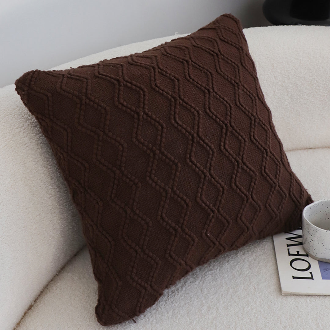 SOGA 45cm Deep Chocolate Brown Diamond Knit Pillowcase