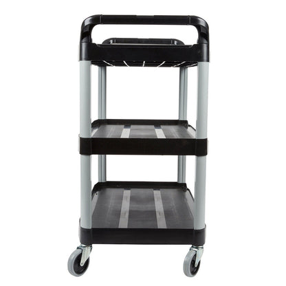 SOGA 3 Tier Food Trolley Food Waste Cart With Two Bins Storage Kitchen Black Large