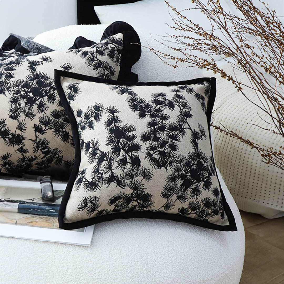SOGA 2X 45cm Black Floral Pillowcase