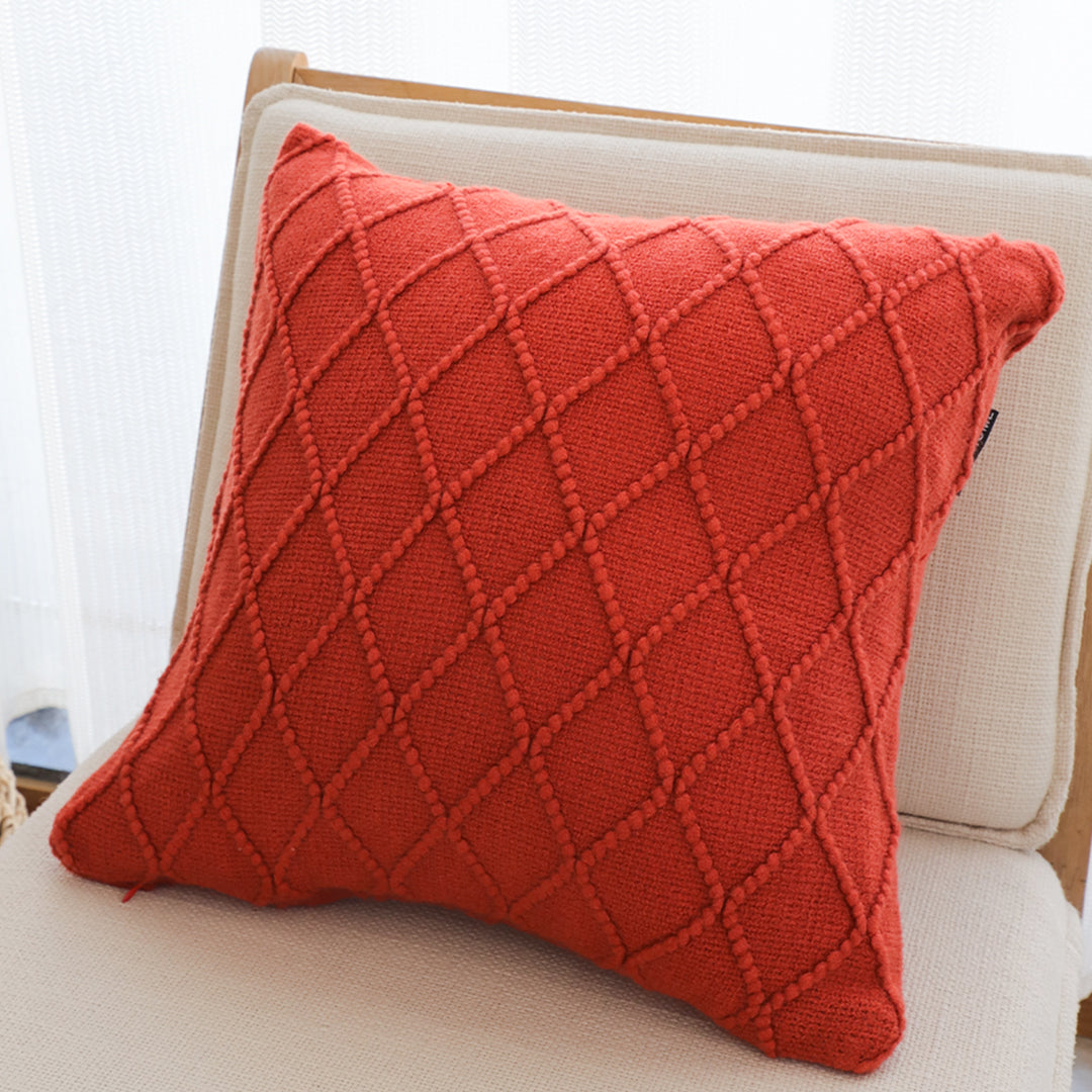 SOGA 2X 45cm Classic Red Diamond Knit Pillowcases – Soft Decorative Cushion Covers for Sofa, Bed & Home Décor