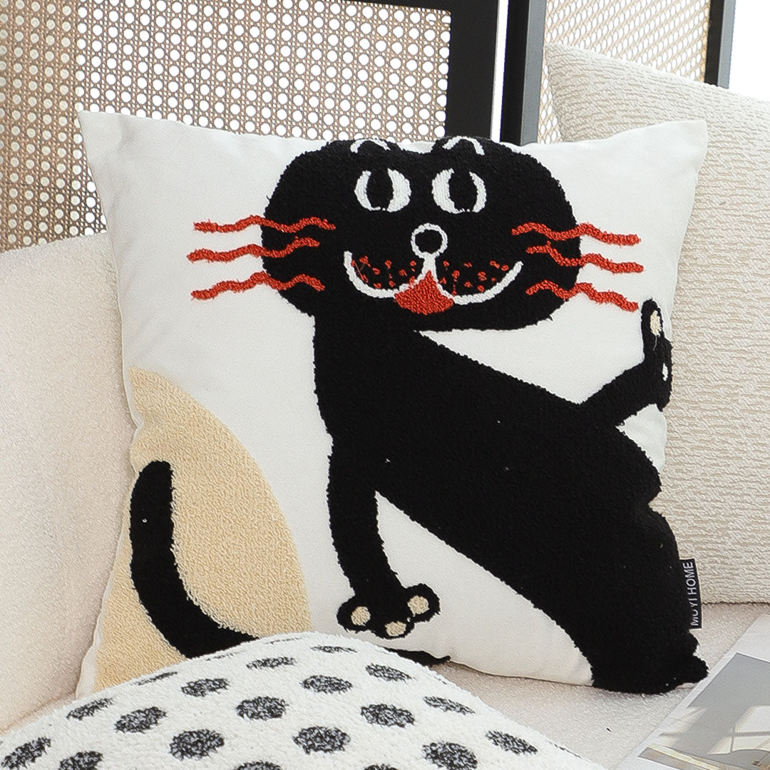SOGA 45cm Playful Black Cat Silhouette Pillowcase