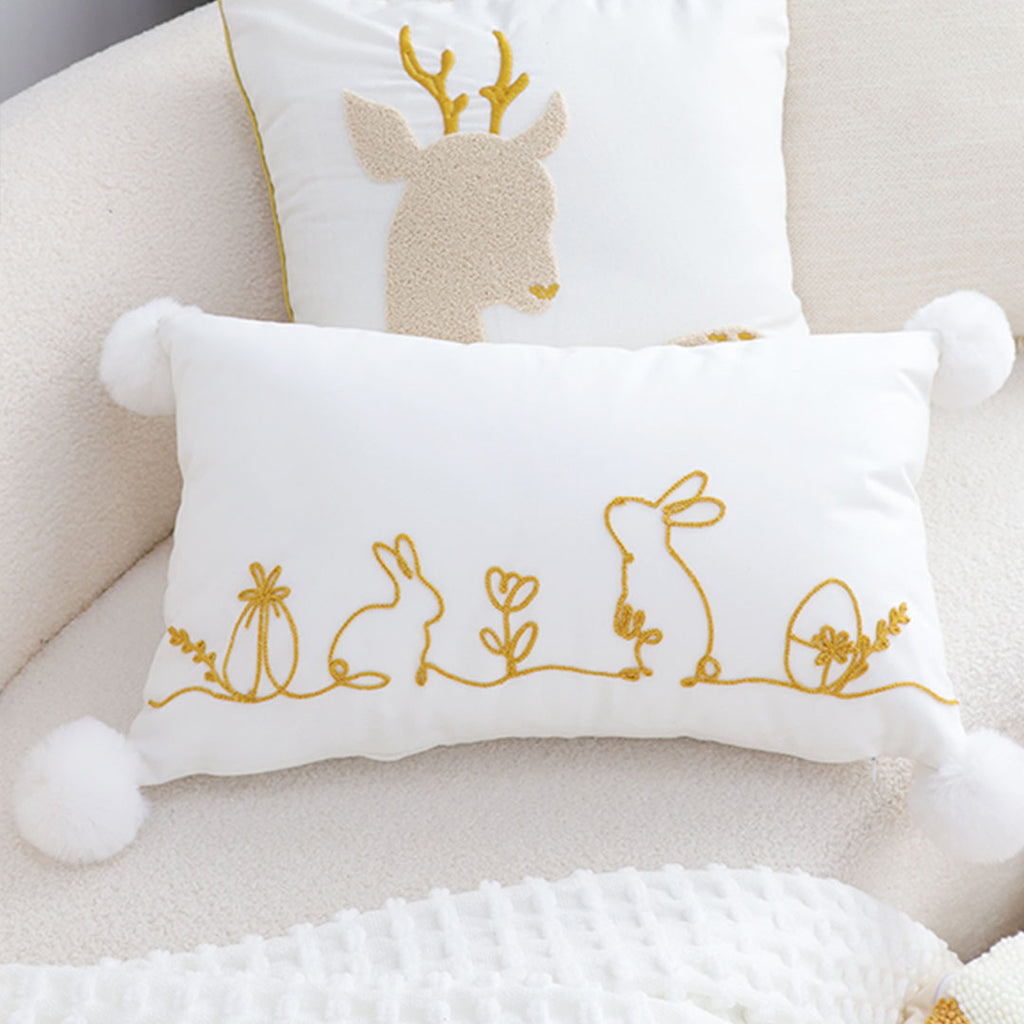 SOGA 30x50cm Whimsical Bunny Embroidered Pillowcase