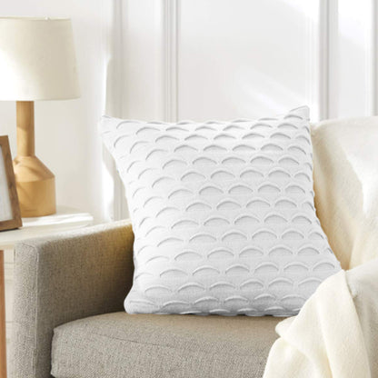 SOGA 45cm Scalloped Wave Pillowcase (Pure White)
