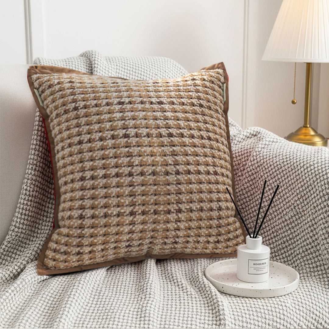 SOGA 45cm Cozy Woven Brown Pillowcase