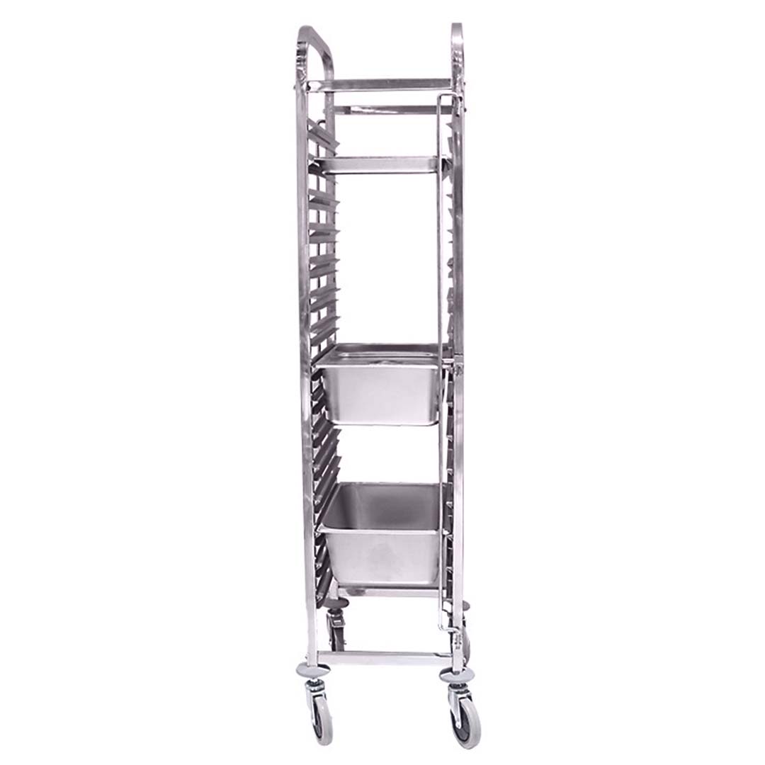 SOGA Gastronorm Trolley 15 Tier Stainless Steel Bakery Trolley Suits GN 1/1 Pans