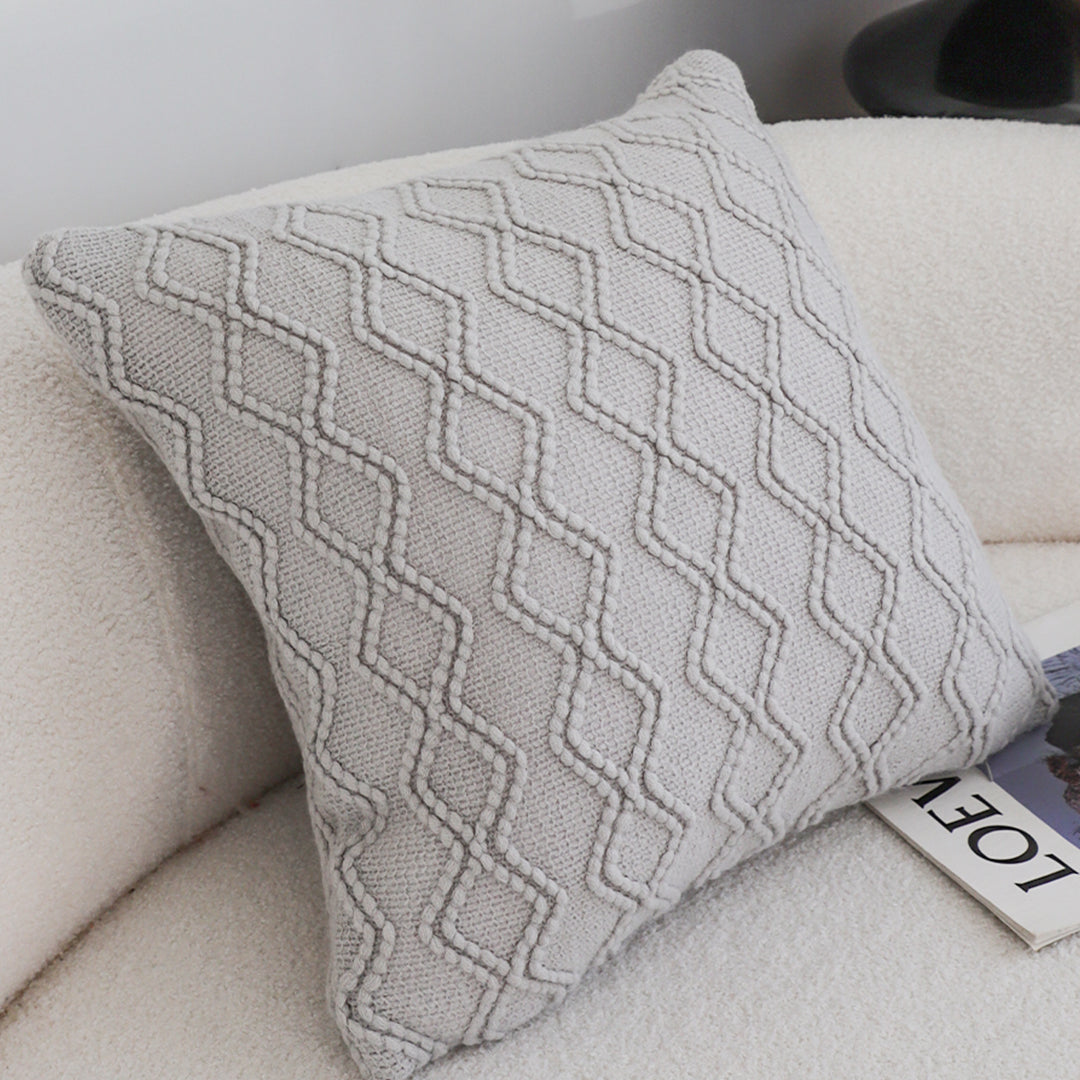 SOGA 45cm Light Gray Diamond Knit Pillowcase