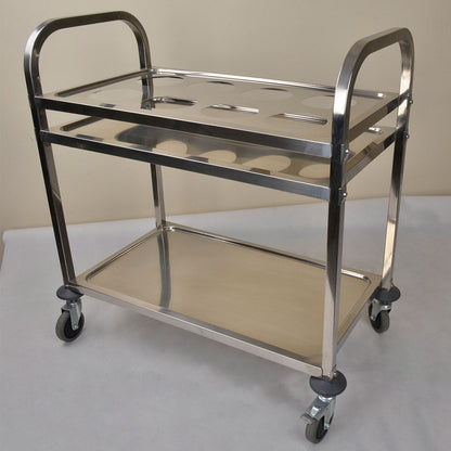 SOGA 2X 2 Tier Stainless Steel 8 Compartment Kitchen Seasoning Car Service Trolley Condiment Holder Cart Spice Bowl