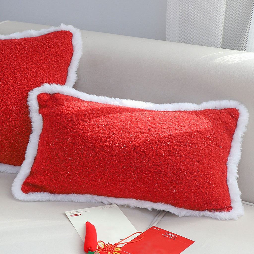 SOGA 30x50cm Luxe Burgundy Textured Lumbar Pillow Cover