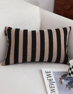 SOGA 2X 30x50cm Black & Tan Striped Rectangular Pillowcase