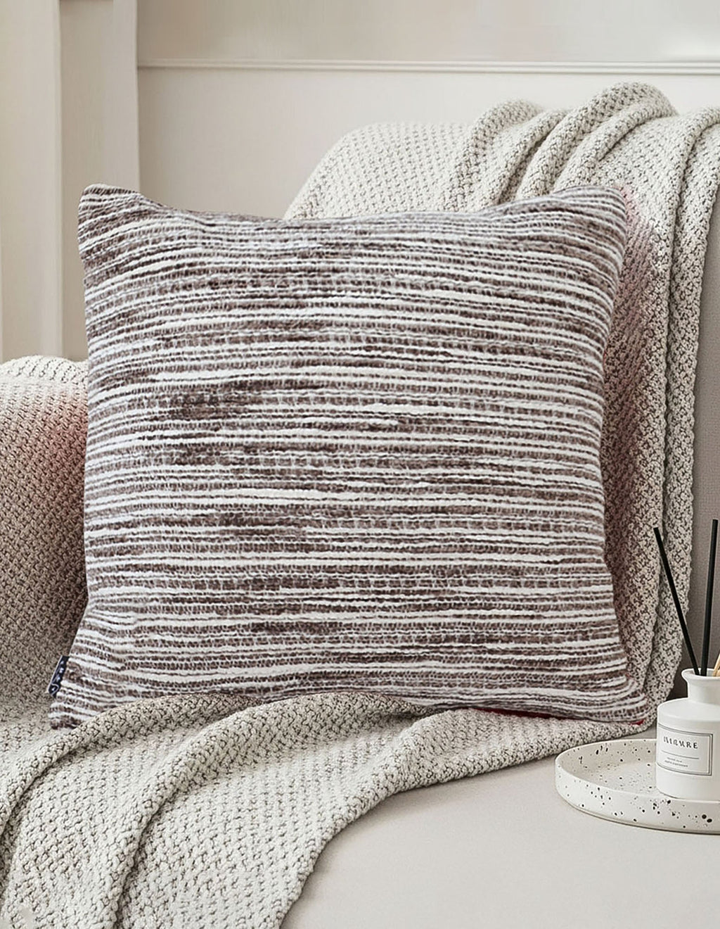 SOGA 2X 45cm Neutral Striped Woven Pillowcase