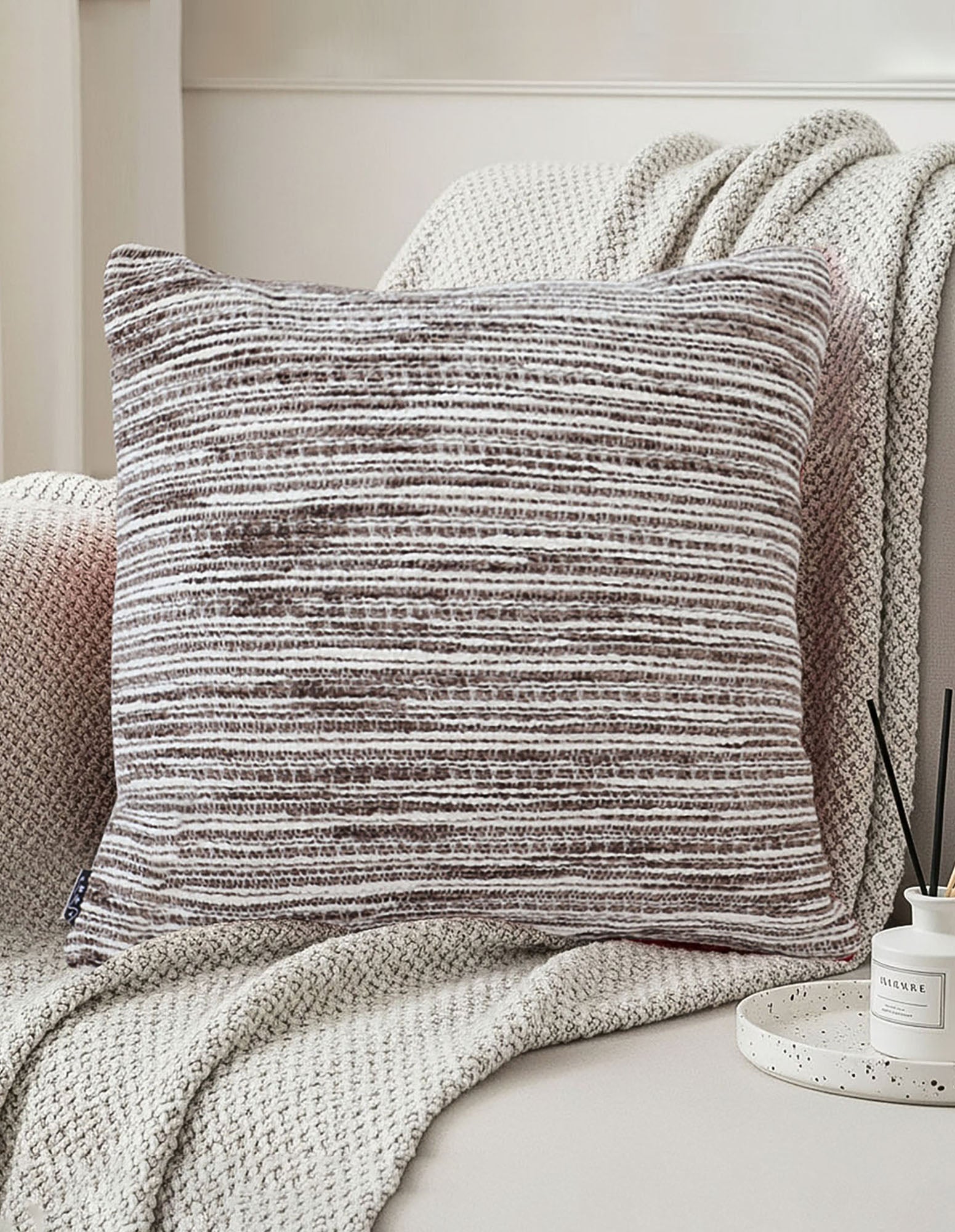 SOGA 2X 45cm Neutral Striped Woven Pillowcase