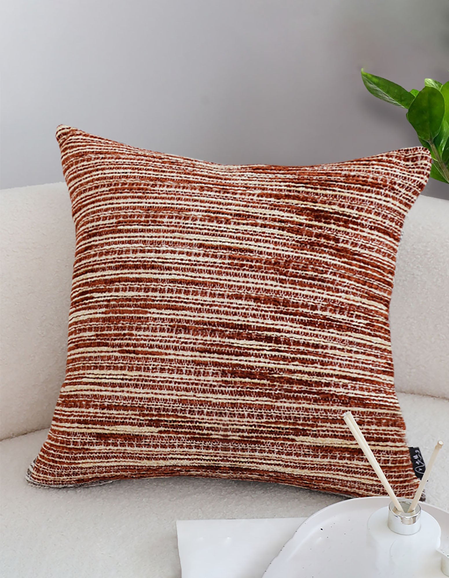 SOGA 2X 45cm Rust-Toned Woven Pillowcase