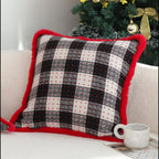 SOGA 45cm CozyFest Square Buffalo Plaid Fleece Pillowcase