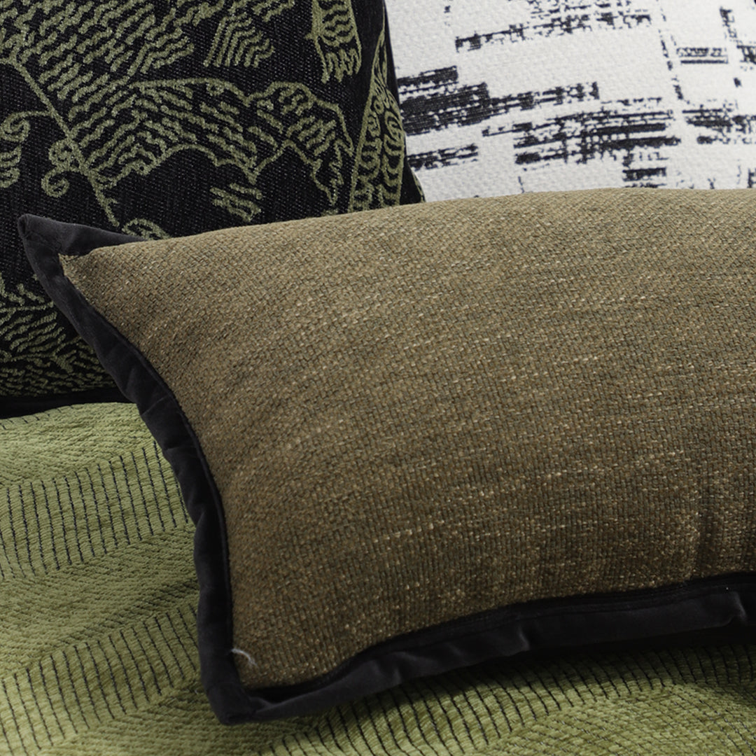 SOGA 30x50cm Versatile Olive Green Lumbar Pillowcase with Black Border